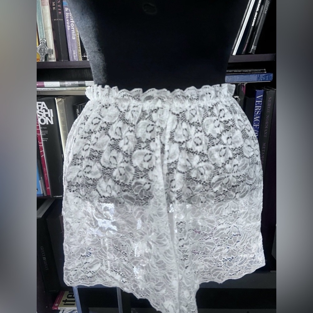 American apparel White lace sheer full pantie shorts brand new